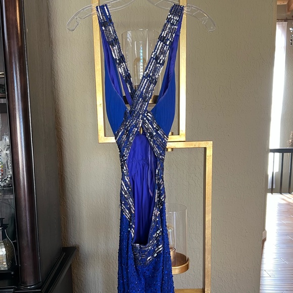 Royal blue beaded and backless prom gown!! - Picture 4 of 7